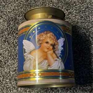 Giftco Tin Milk Can Angel Stars Trinket Blue Gold 5.25”x3.75”